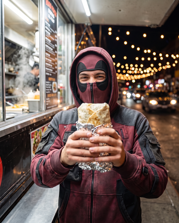 Customer at a food truck in The Pool Hoodie